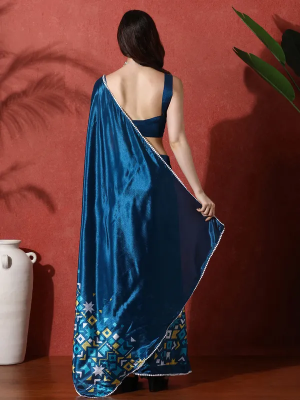 Pre-Draped_Ready_to_Wear_Chinnon_Fabric_Digital_Printed_Saree_With_Unstiched_Blouse
