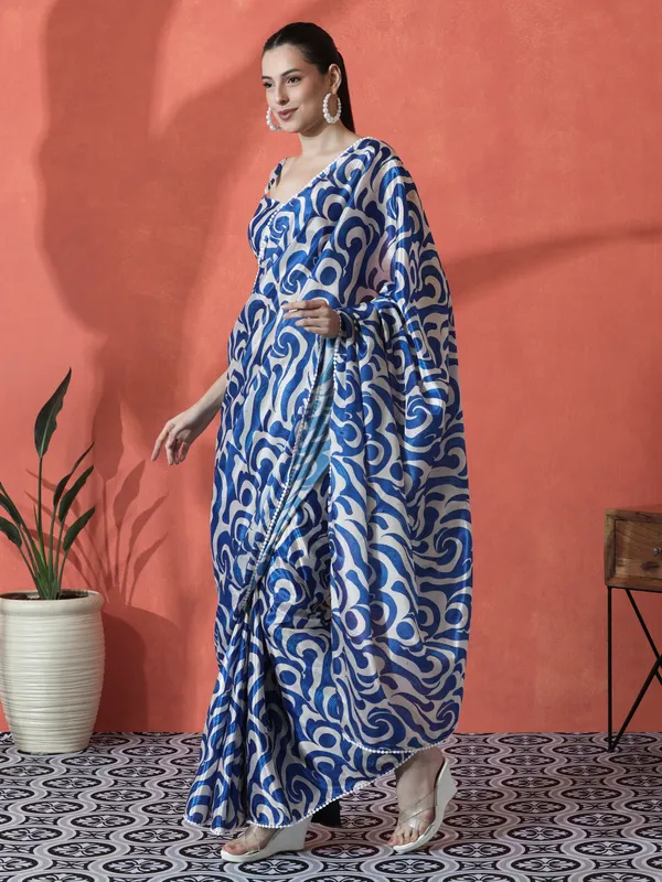Pre-Draped_Ready_to_Wear_Chinnon_Fabric_Digital_Printed_Saree_With_Unstiched_Blouse
