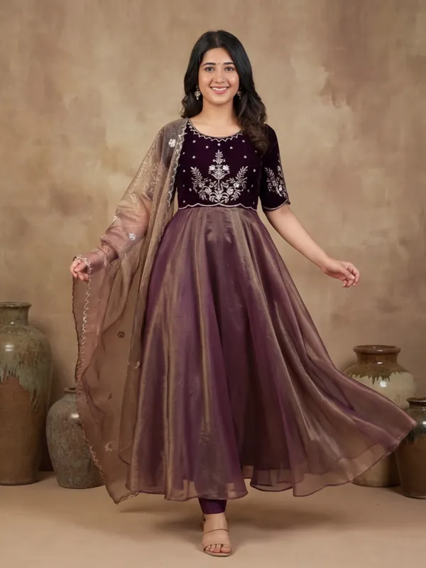 Fancy_Embroidered_And_Full_Flared_Velvet_And_Soft_Twill_Net_Gown