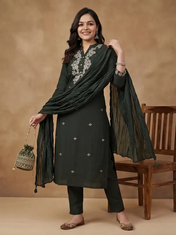Women_Embroidery_Coding_Work_With_Show_Button_Rayon_Kurta_Set