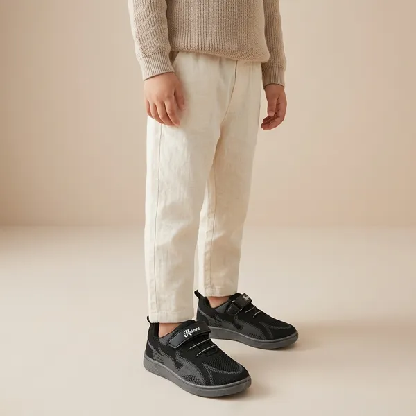 Kids_Black_Mesh_Sports_Shoes_With_Velcro_Strap