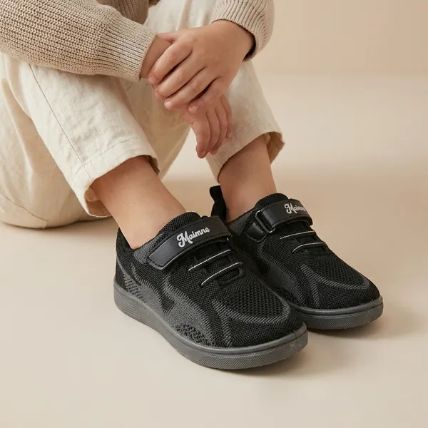 Kids_Black_Mesh_Sports_Shoes_With_Velcro_Strap