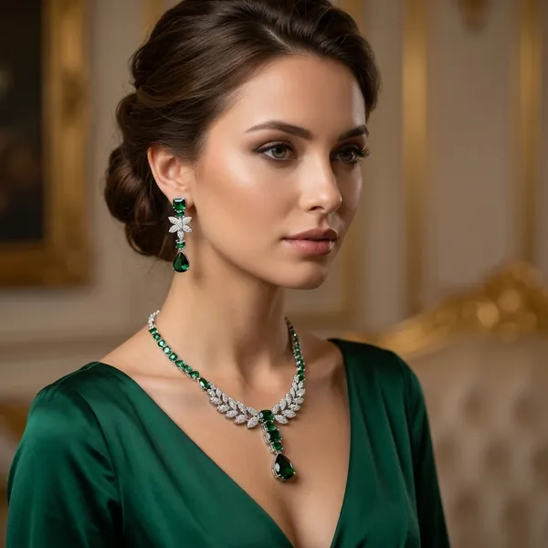 Silver_And_Green_Alloy_Statement_Necklace_Set_For_Women
