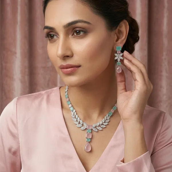 Silver_Alloy_Dual_Tone_Necklace_Set_For_Women