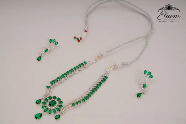 Green_And_Silver_Alloy_Necklace_Set_For_Women