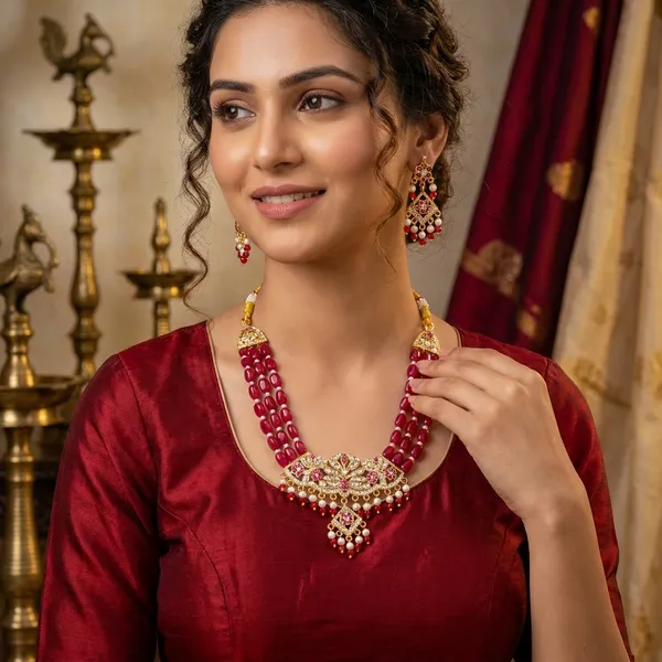 Pink_And_Golden_Alloy_Traditional_Necklace_Set_For_Women
