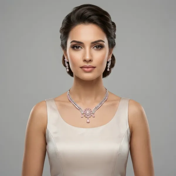 Peach_Alloy_Floral_Necklace_Set_For_Women