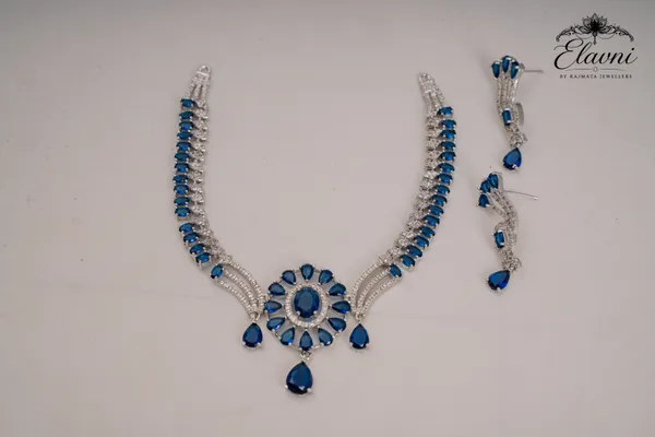 Blue_Alloy_Floral_Necklace_Set_For_Women