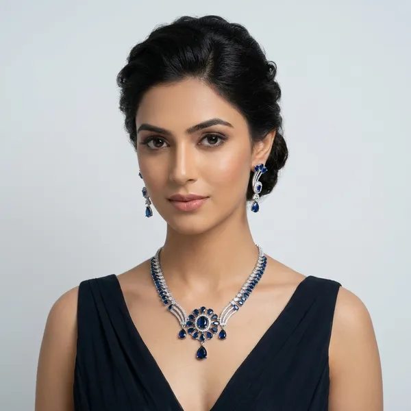 Blue_Alloy_Floral_Necklace_Set_For_Women