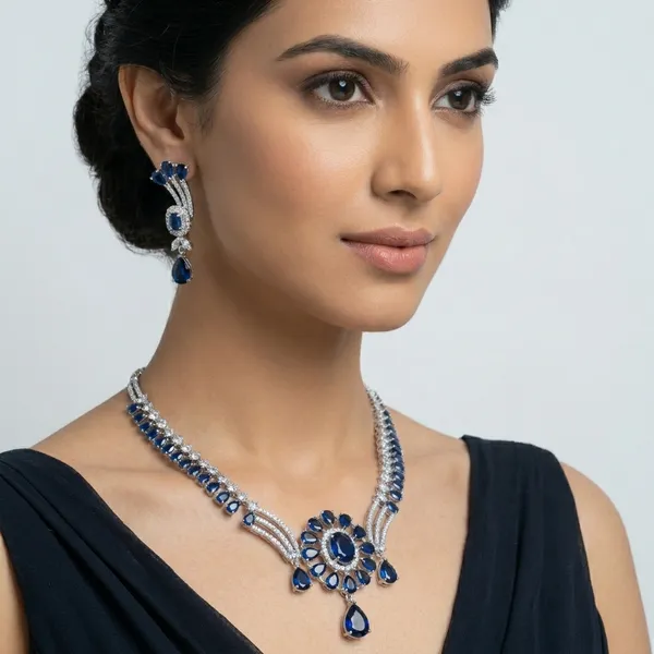 Blue_Alloy_Floral_Necklace_Set_For_Women