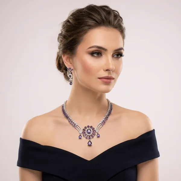 Purple_Alloy_Necklace_Set_For_Women