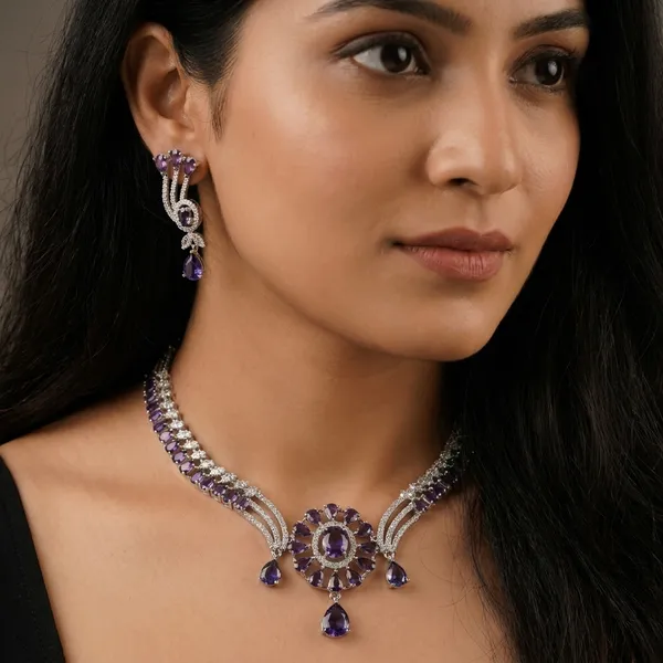 Purple_Alloy_Necklace_Set_For_Women