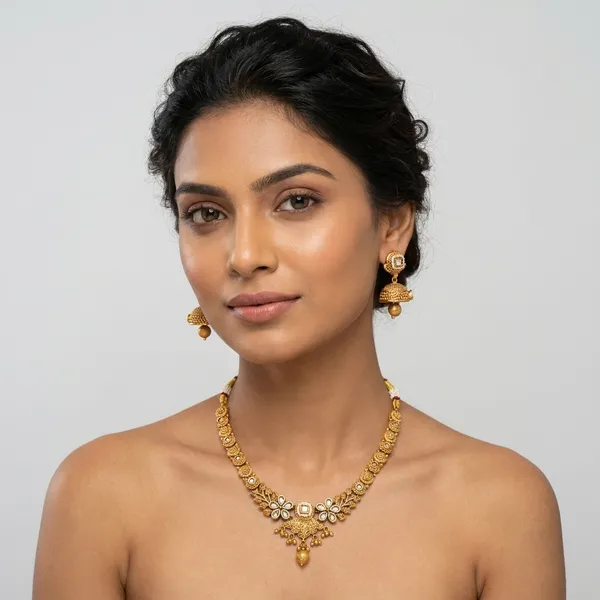 Gold-Plated_Alloy_Jhumki_Necklace_Set_For_Women