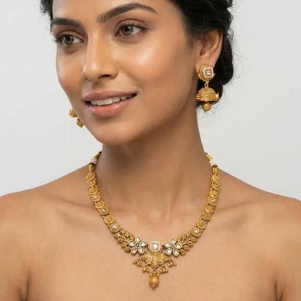 Gold-Plated_Alloy_Jhumki_Necklace_Set_For_Women