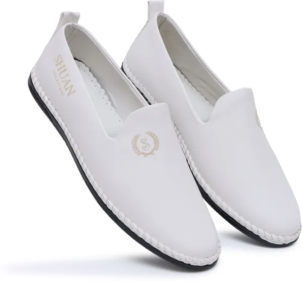White_Synthetic_Leather_Loafers_Loafers_For_Men