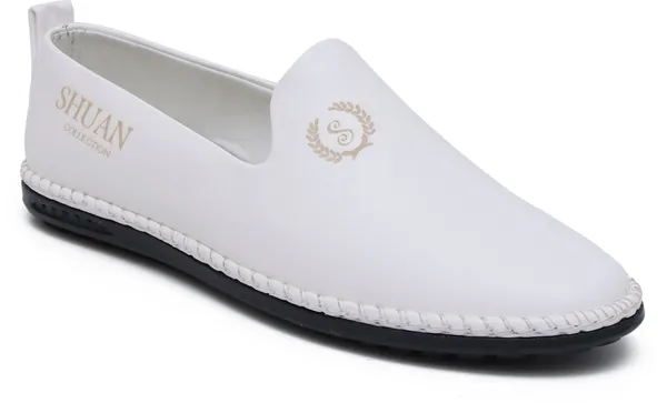 White_Synthetic_Leather_Loafers_Loafers_For_Men