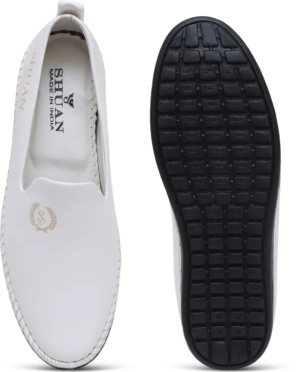 White_Synthetic_Leather_Loafers_Loafers_For_Men
