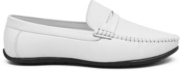 White_Synthetic_Leather_Loafers_Loafers_For_Men