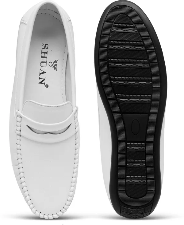 White_Synthetic_Leather_Loafers_Loafers_For_Men