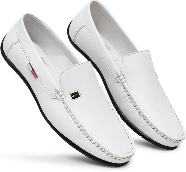 White_Synthetic_Leather_Loafers_Loafers_For_Men