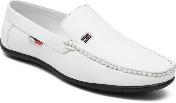 White_Synthetic_Leather_Loafers_Loafers_For_Men