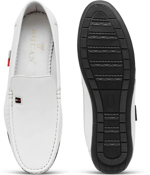 White_Synthetic_Leather_Loafers_Loafers_For_Men