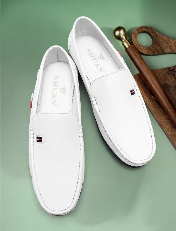 White_Synthetic_Leather_Loafers_Loafers_For_Men