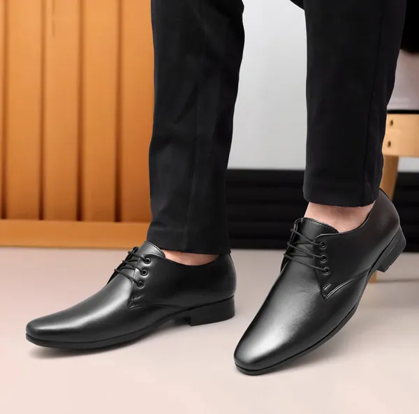 Black_Synthetic_Leather_Derby_Shoes_For_Men