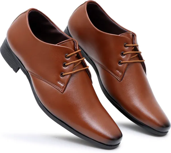 Tan_Synthetic_Leather_Derby_Shoes_For_Men