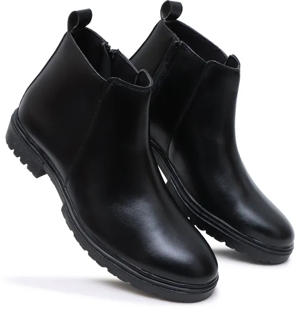 Black_Synthetic_Leather_Boots_Boots_For_Men