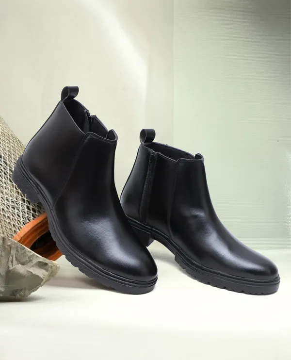 Black_Synthetic_Leather_Boots_Boots_For_Men