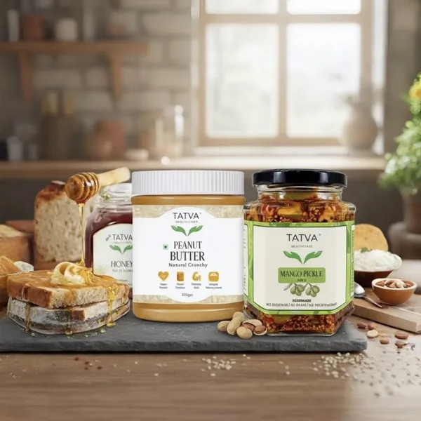 Tatva's_Indian_Breakfast_Power_Combo_|_Natural_Peanut_Butter_+_Pure_Honey_With_Wooden_Dipper_+_Traditional_Pickle_|_Sweet_&_Spicy_Breakfast_Kit_|_No_Added_Preservatives_|_Combo_Pack