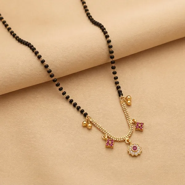 Elegant_Gold-Toned_Mangalsutra_Necklace_With_Pink_Stone_Accents
