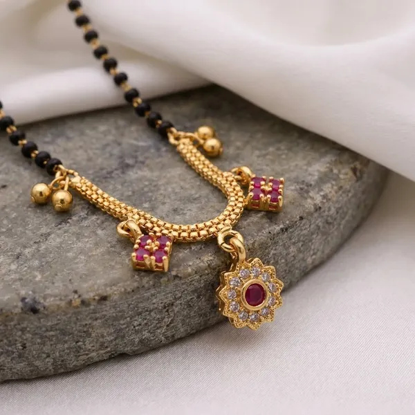 Elegant_Gold-Toned_Mangalsutra_Necklace_With_Pink_Stone_Accents