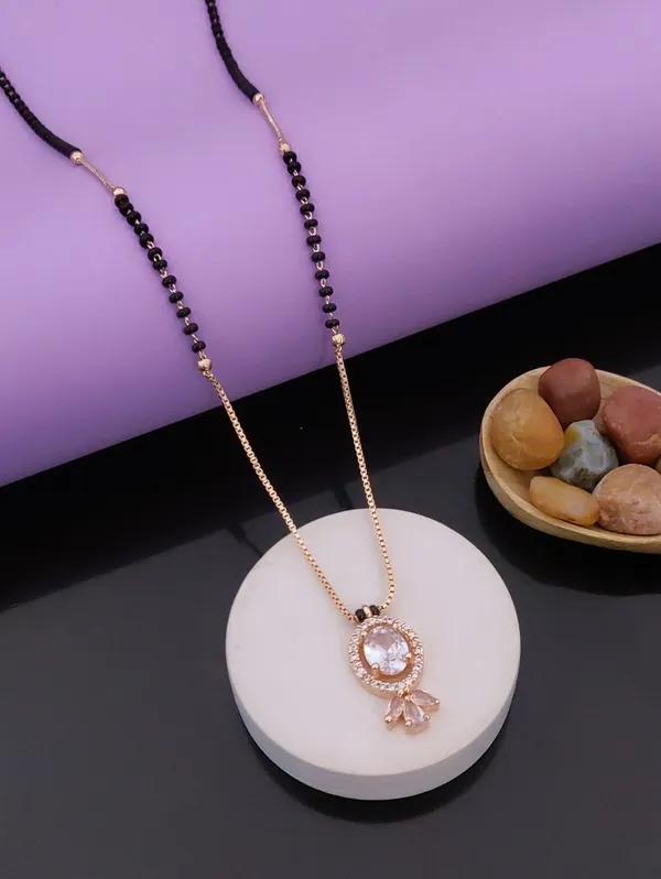 Gold-Tone_Mangalsutra_Pendant_Necklace_With_Black_Beads_And_Crystal_Stone
