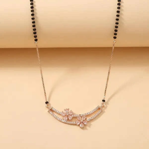 Rose_Gold_Crystal_Floral_Mangalsutra_Necklace_With_Black_Beads