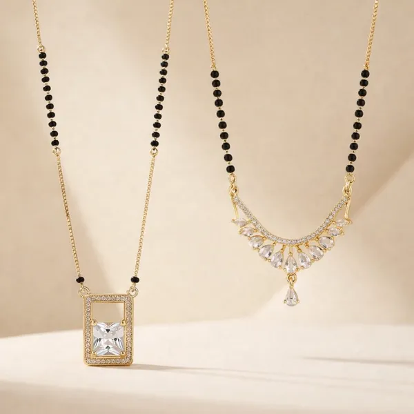 Elegant_Gold-Tone_Rectangle_Crystal_Pendant_Necklace_With_Black_Beaded_Chain_And_Mangalsutra_And_Crystal_Wing_Pendant_(Pack_Of_2)