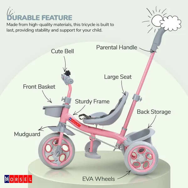 Morsel_Kids_Pink_Tricycle_With_Parent_Push_Handle_And_Safety_Features
