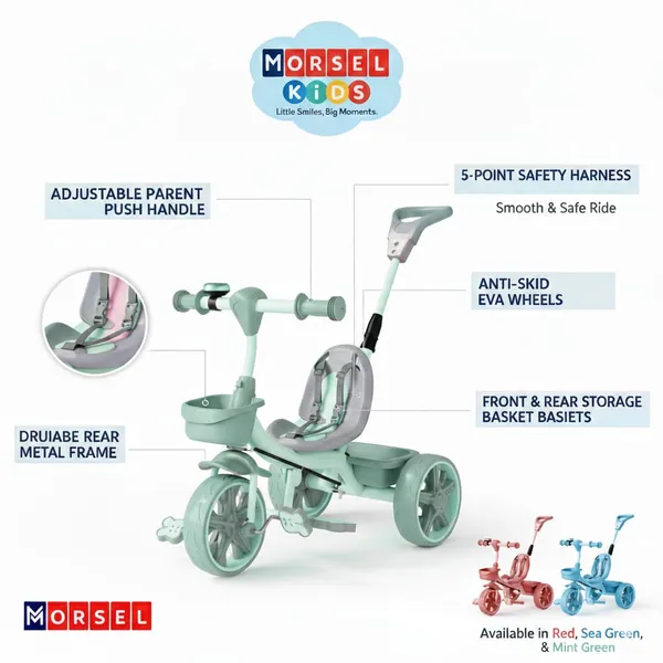 Morsel_3-In-1_Kids_Tricycle_With_Parent_Push_Handle_-_Green_&_Grey