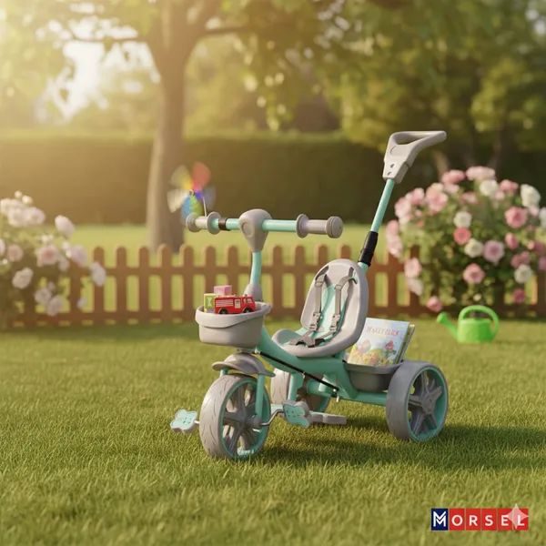 Morsel_3-In-1_Kids_Tricycle_With_Parent_Push_Handle_-_Green_&_Grey