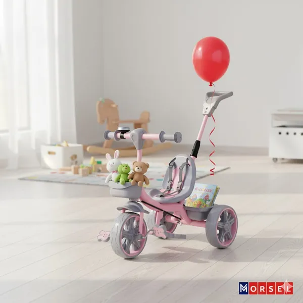 Morsel_Kids_Pink_Tricycle_With_Parent_Push_Handle_And_Safety_Features