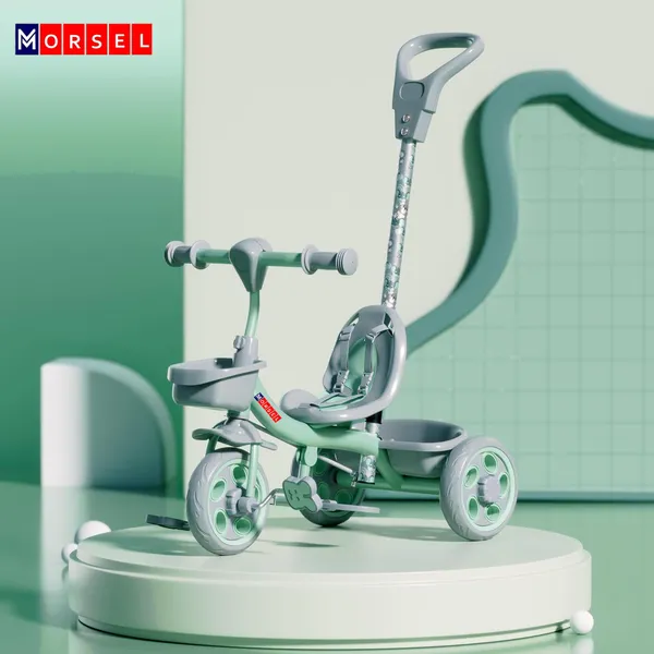 Morsel_3-In-1_Kids_Tricycle_With_Parent_Push_Handle_-_Green_&_Grey