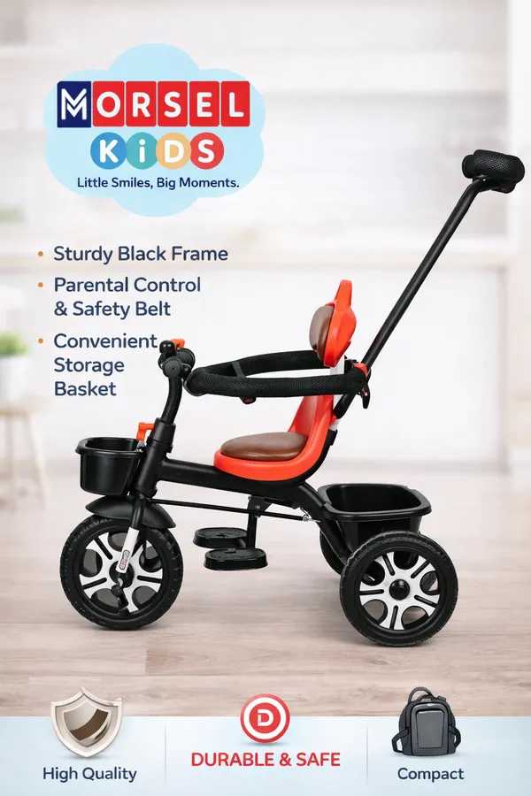 Morsel_Kids_Parental_Control_Tricycle_With_Comfortable_Seat_And_Safety_Harness_-_Red_&_Black