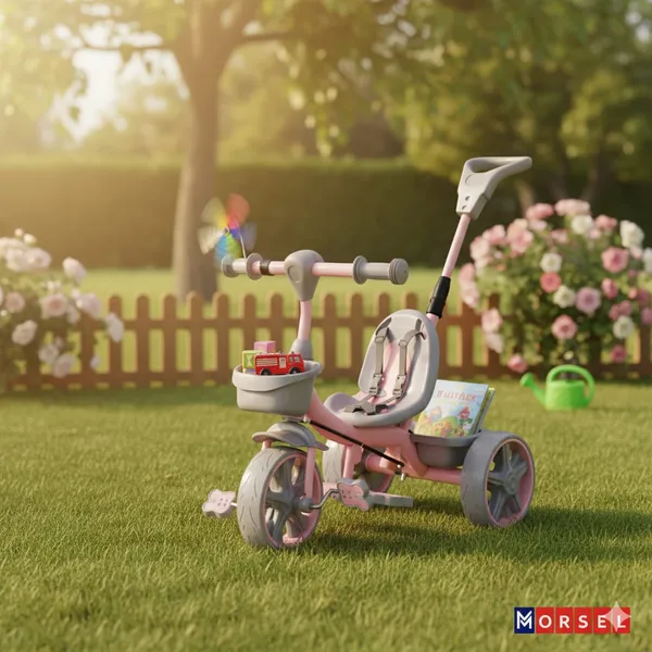 Morsel_Kids_Pink_Tricycle_With_Parent_Push_Handle_And_Safety_Features