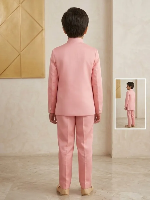 Pink_White_Indo_Western_Set_For_Boys_With_Breaded_Necklace_(Mala)