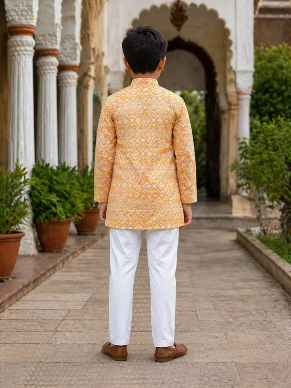 Yellow_Pure_Cotton_Printed_Kurta_Pyjama_Set