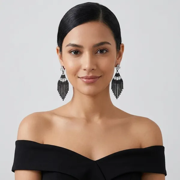 Black_Traditional_Classic_Stylish_Black_Stone_Dropping_Stud_Earrings_For_Women