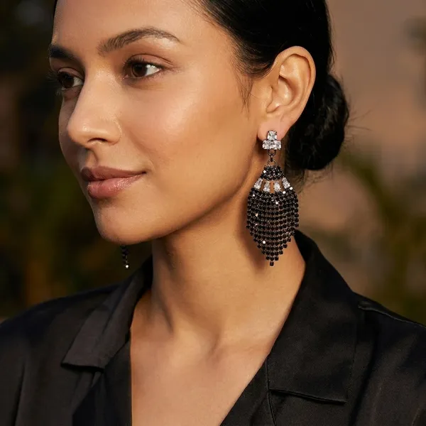 Black_Traditional_Classic_Stylish_Black_Stone_Dropping_Stud_Earrings_For_Women