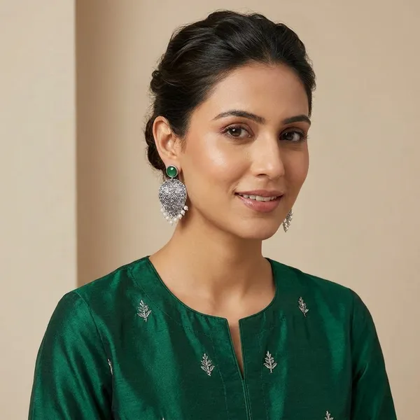 Black_Traditional_Classic_Stylish_Oxidized_Kundan_Stud_Earrings_For_Women