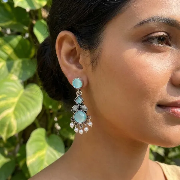 Blue_And_White_Traditional_Classic_Stylish_Oxidized_Earrings_For_Women